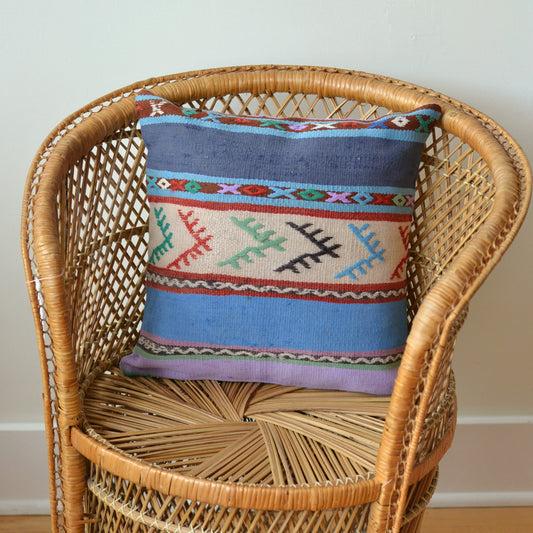 Kilim Pillow  | Blue and Purple Stripes, includes insert