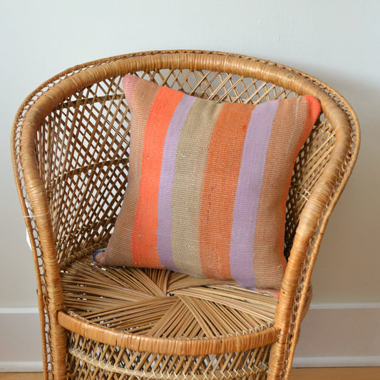 Kilim Pillow  | Orange, Green, Purple Striped, includes insert