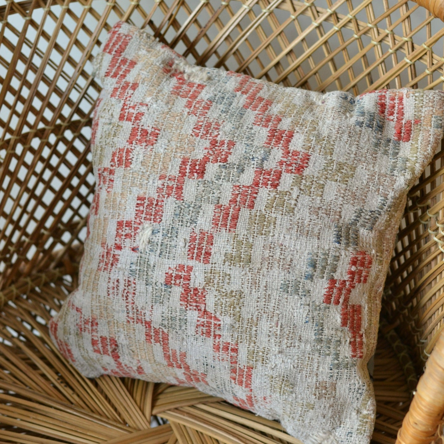 Kilim Pillow  | Chevron with Rust, Tans and Greys , includes insert