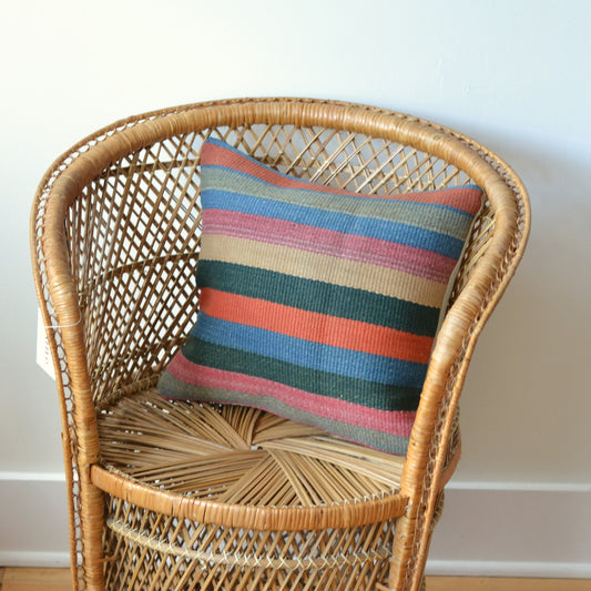Kilim Pillow  | Pinks, Oranges, Greens and Blues Stripe, includes insert