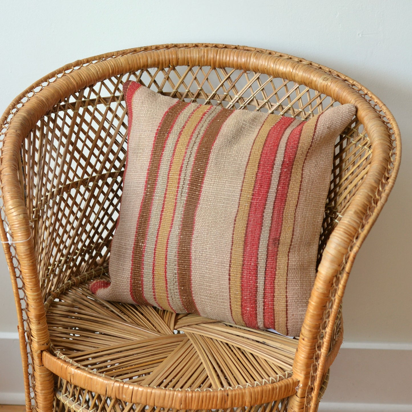 Kilim Pillow  | Red, Yellow and Brown Stripe, includes insert