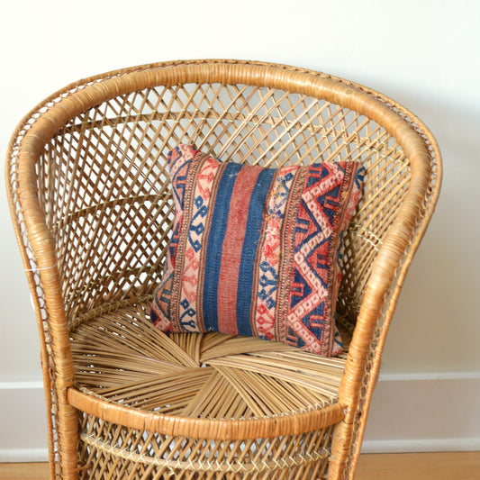 Kilim Pillow  | Navy and red stripe and zig zag, includes insert
