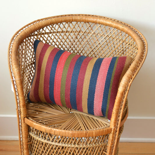 Kilim Pillow  | Bold Color Striped with red, navy, tan, green, pink, insert included