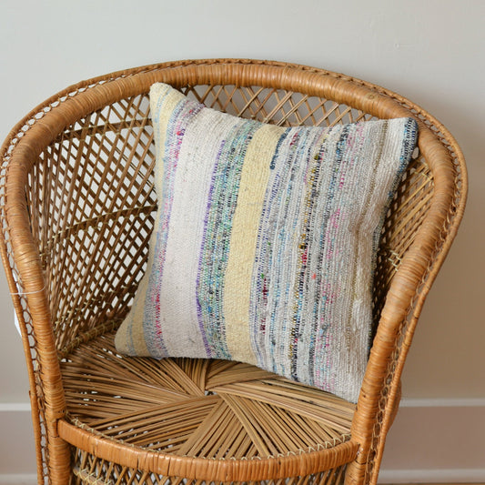 Kilim Pillow  | Multi colored and white striped, insert included