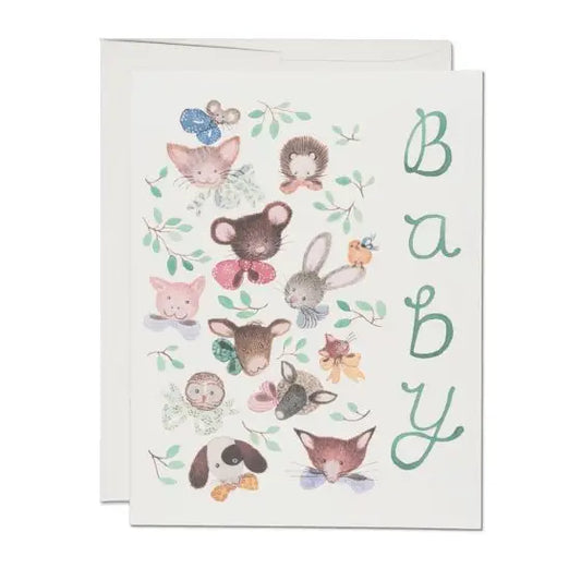 Red Cap Cards |  Pink Noses Baby Greeting Card