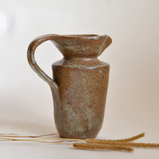 Pottery Pitcher with Brown Speckled Glaze