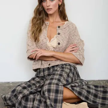 Plaid Pleated Midi Skirt