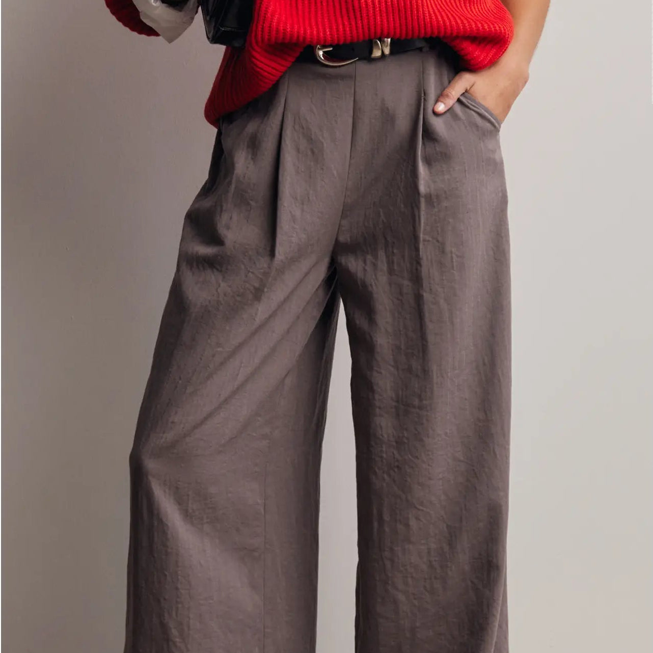 Pleated Wide Leg Woven Pant