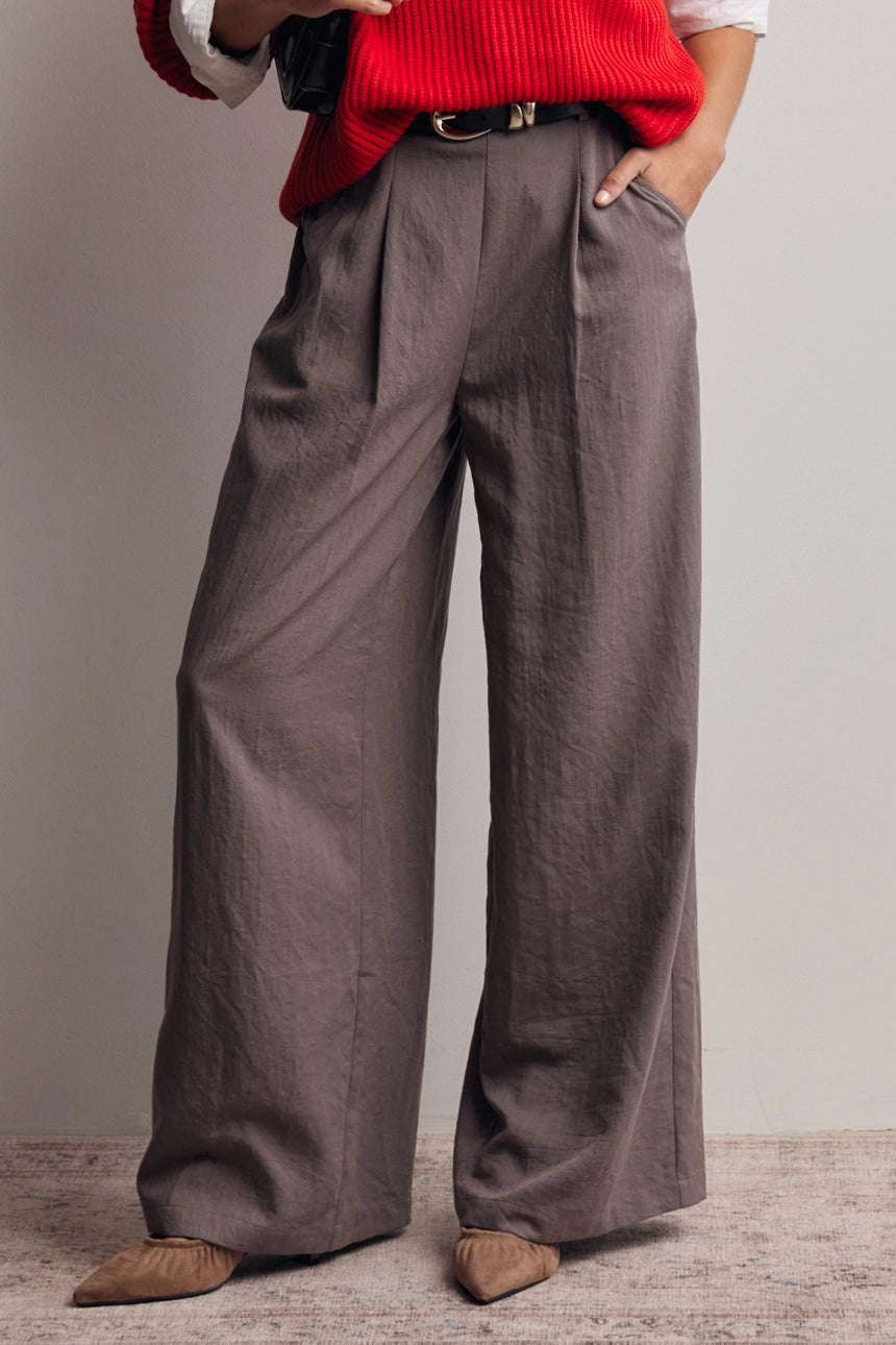 Pleated Wide Leg Woven Pant