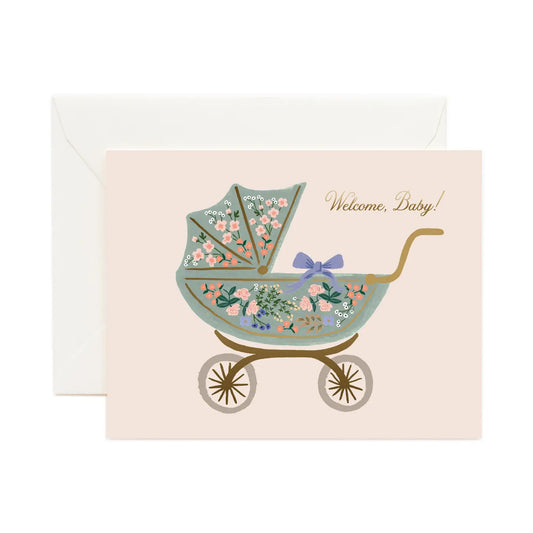 Rifle Paper Company | Floral Pram Baby Card