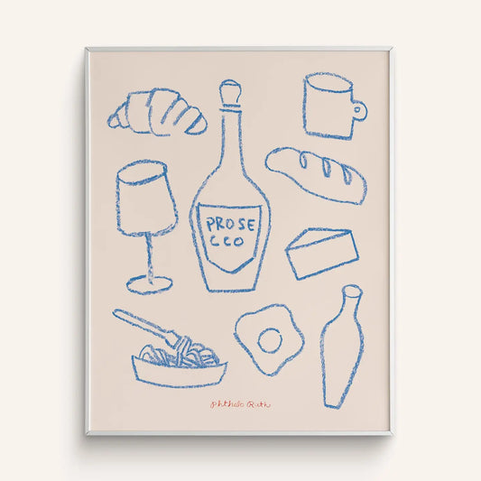 Phthalo Ruth | Prosecco Party Art Print, 8 X 10