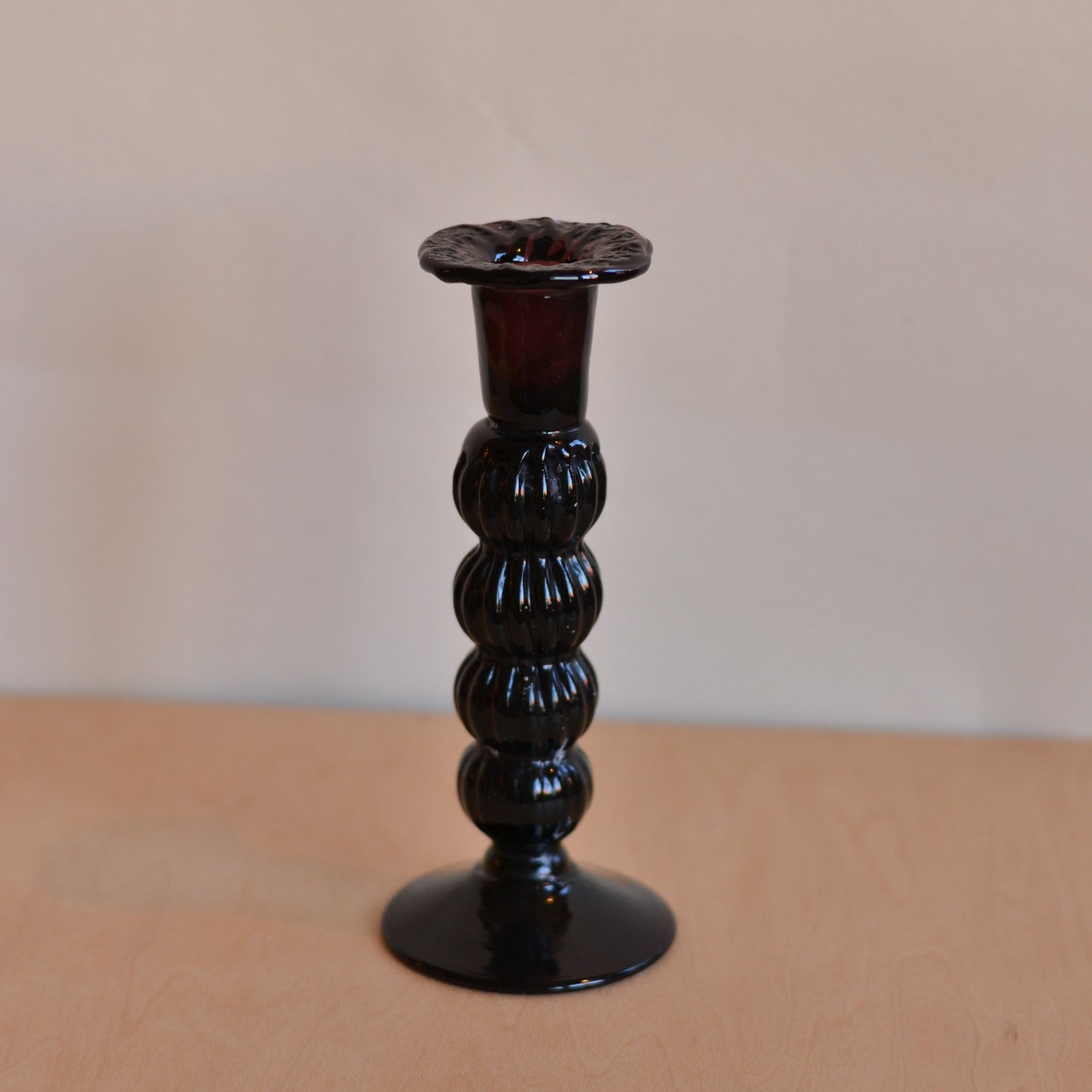 Deep Purple Glass Candlestick Holder