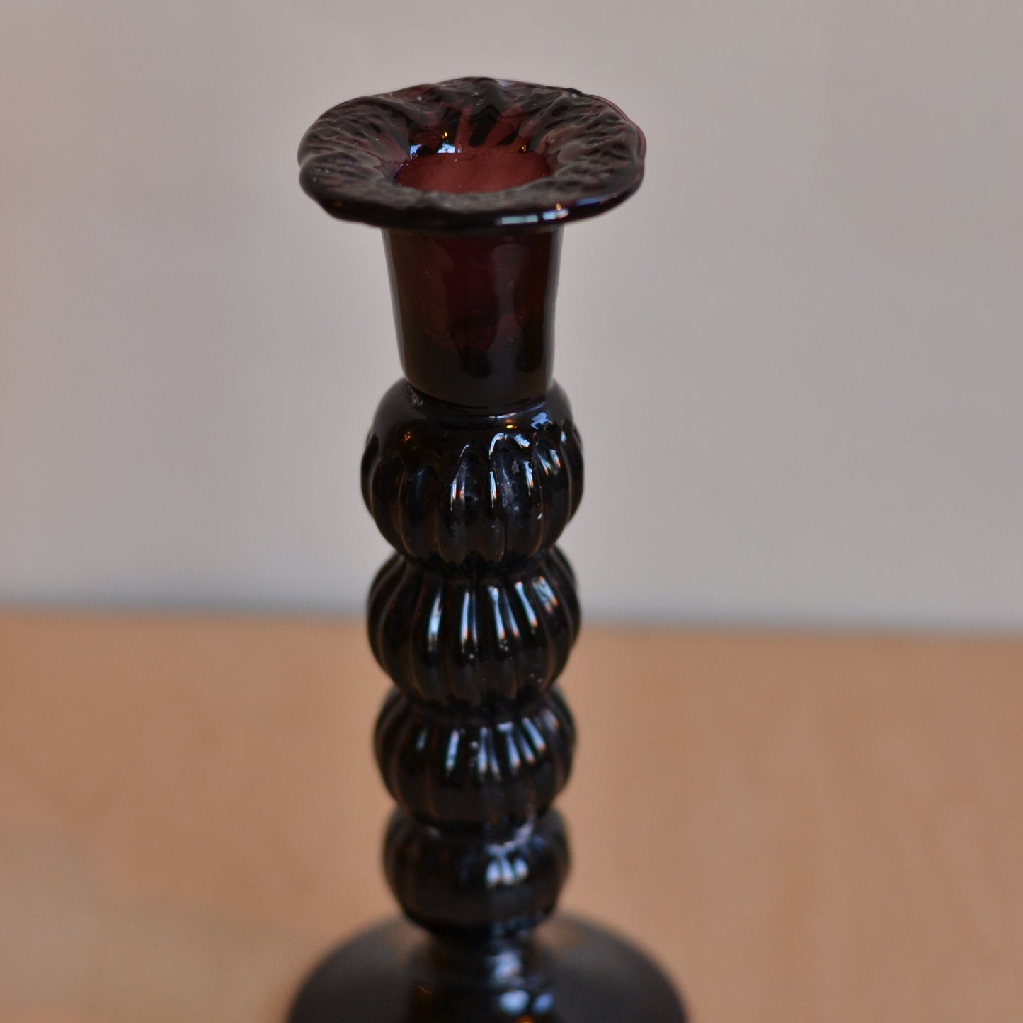 Deep Purple Glass Candlestick Holder