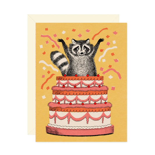 Wallflower Paper & Party | Racoon and Cake Birthday Card