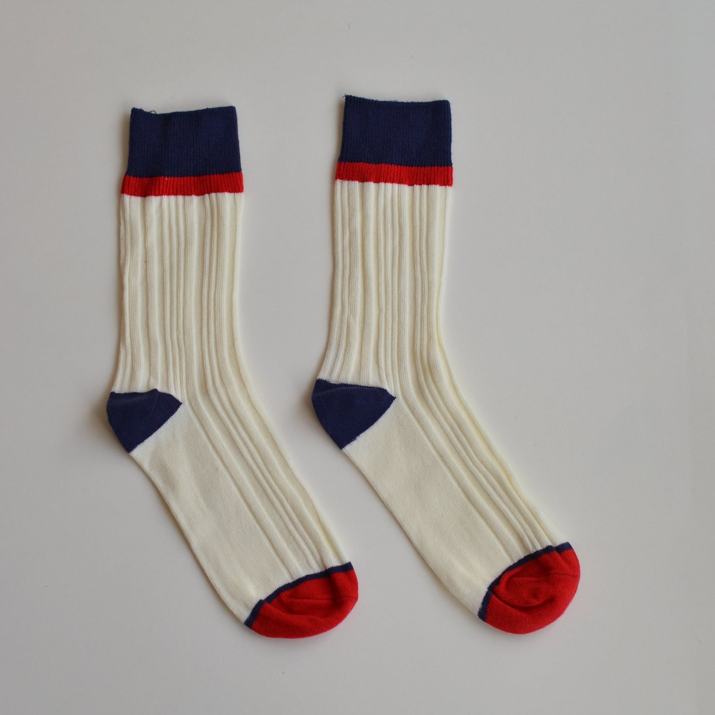 Winter Socks | Color Block Ribbed Socks, Cream