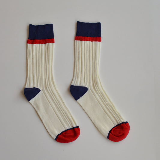Winter Socks | Color Block Ribbed Socks, Cream