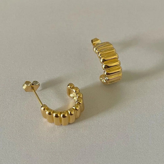 Namaste Jewelry | Mini Emma Ribbed Earrings Gold