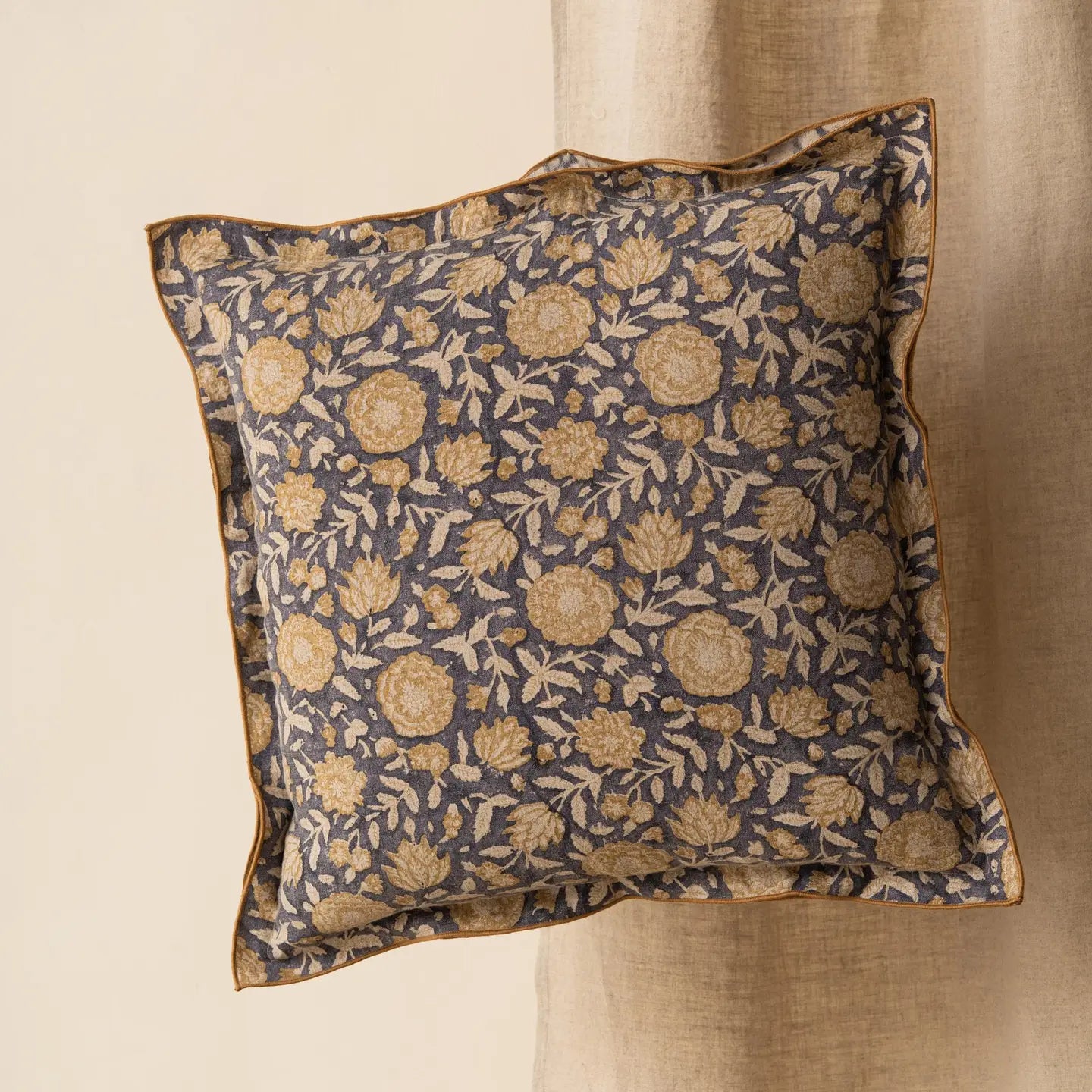 Dune Pillows | Block Print Riva Linen Pillow, 16"