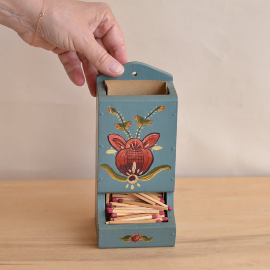 Vintage Rosemaling Match Holder