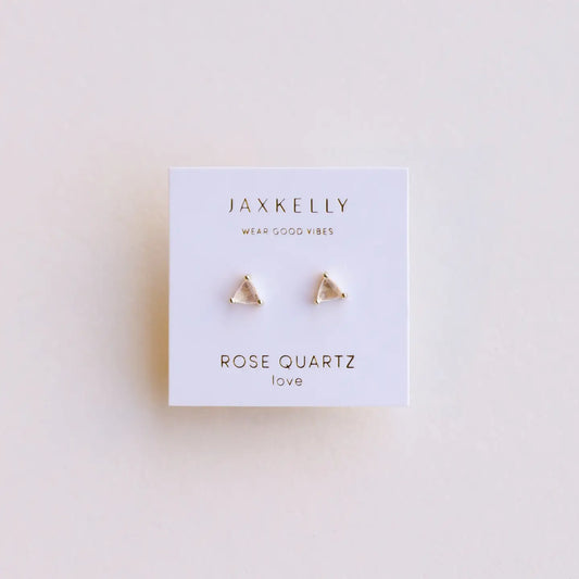 Jax Kelly |  Mini Energy Gem, Rose Quartz, Gold Earrings
