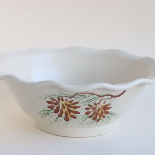 Ruffled Edge Bowl with Pinecone Motif