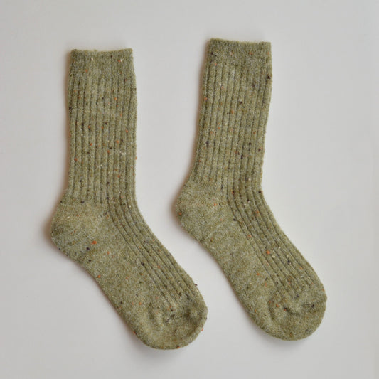 Winter Socks | Thick Wool Blend Confetti Socks, Sage