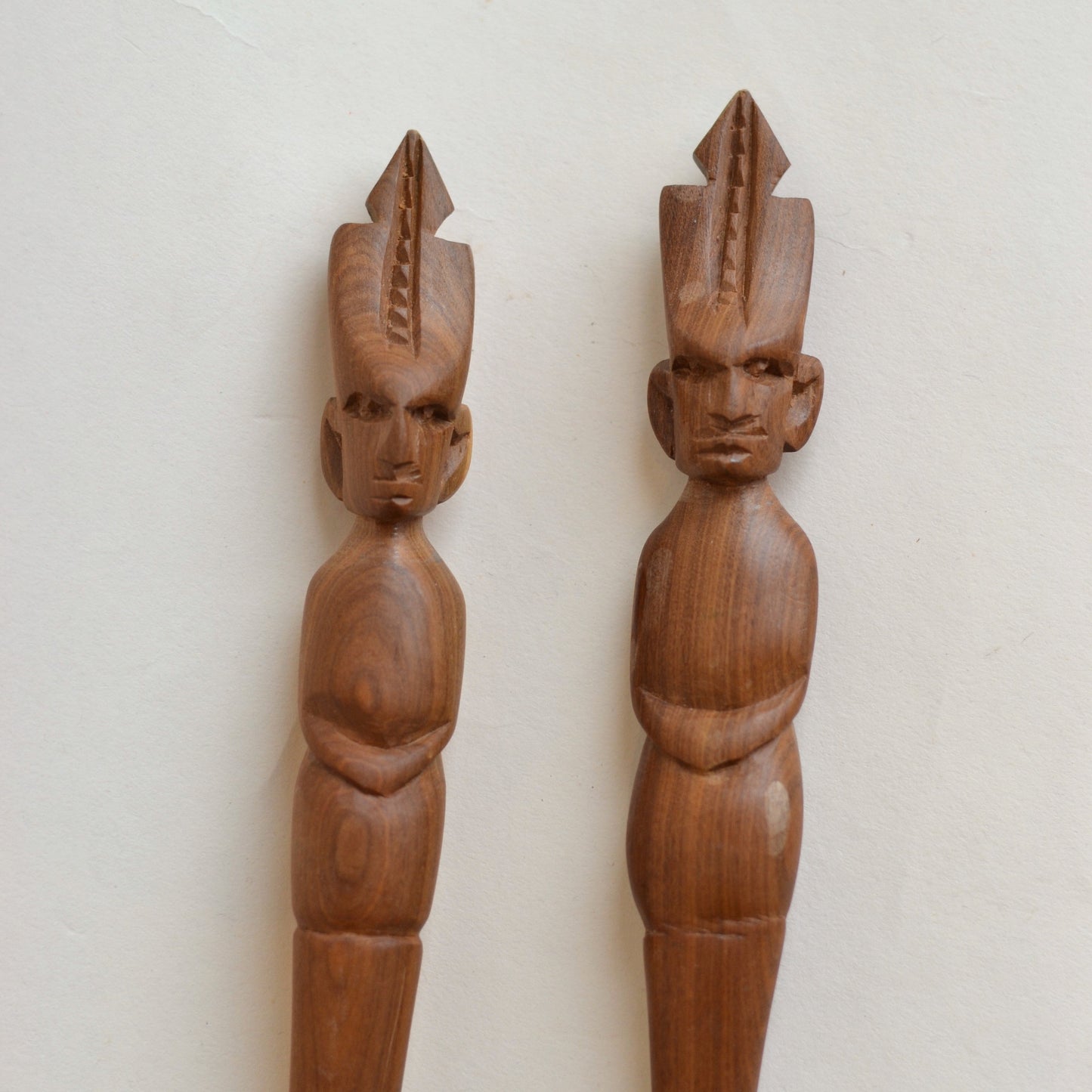 Wood Figurine Serving Fork and Spoon