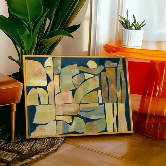 El Baker Art | Modern Abstract Shapes on Navy Art Print, 11 X 14