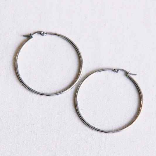 Bazou | Stainless Hoop Extra Large Silver Hoop, 50mm