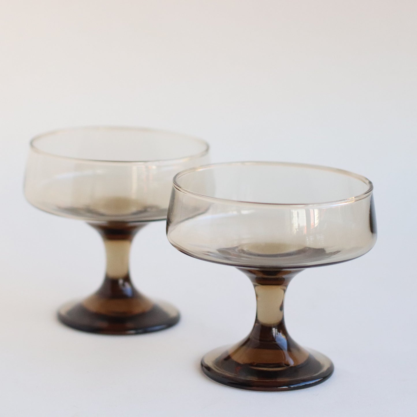 Smokey Glass Coup Glass, Pair