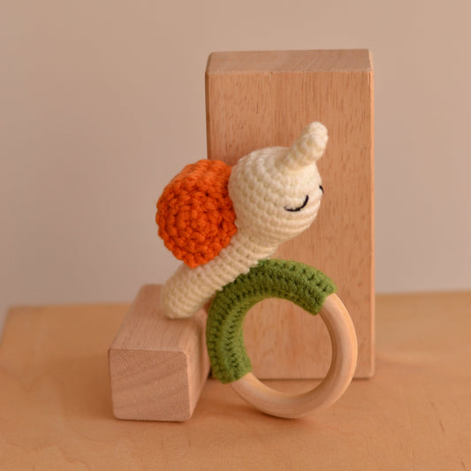 D & C Toys | Crochet Rattle Toy, Snail