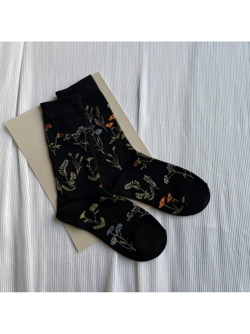 Dune Socks | Delicate Botanical Trouser Sock, Black