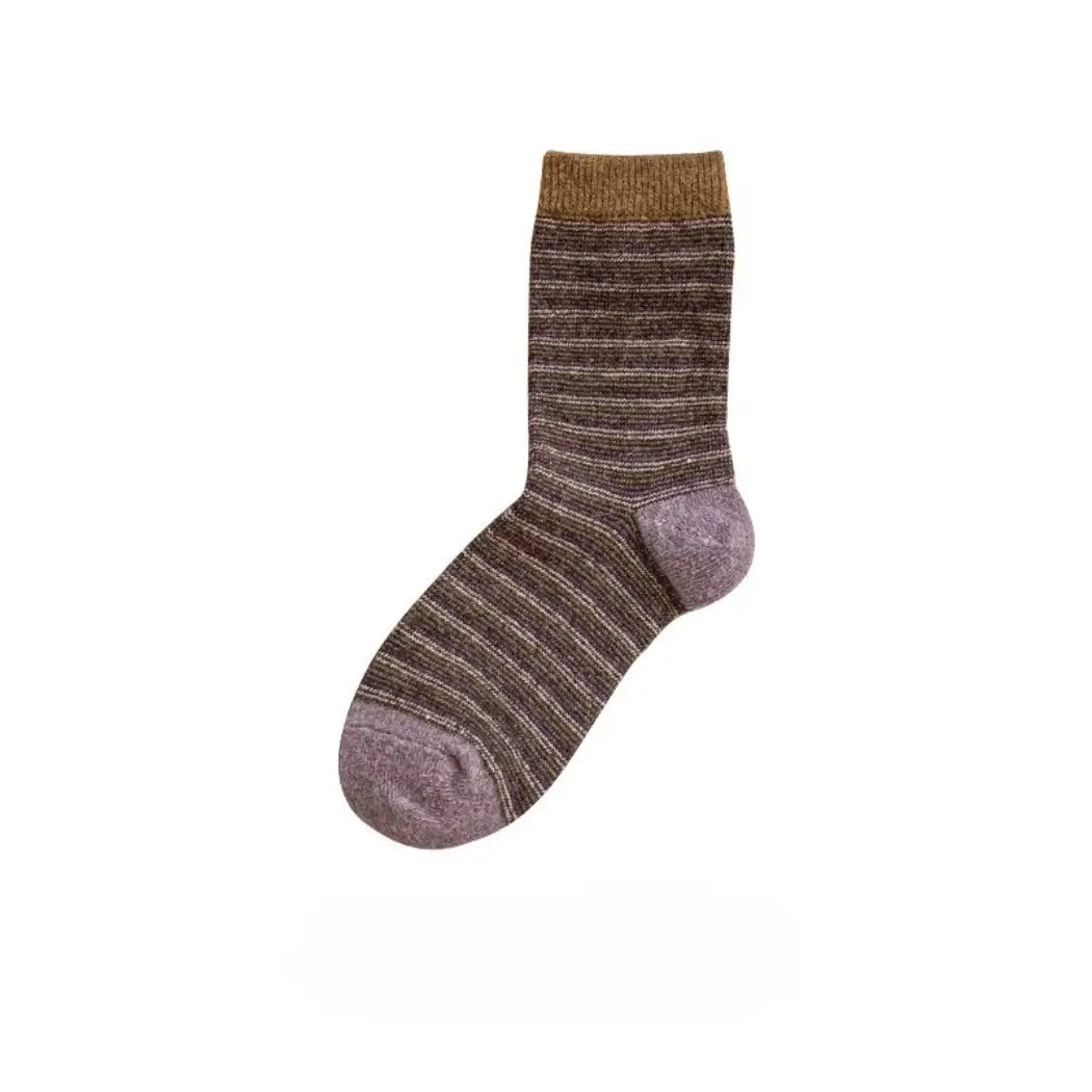 Dune Socks | Soft Striped Crew Sock, Purple