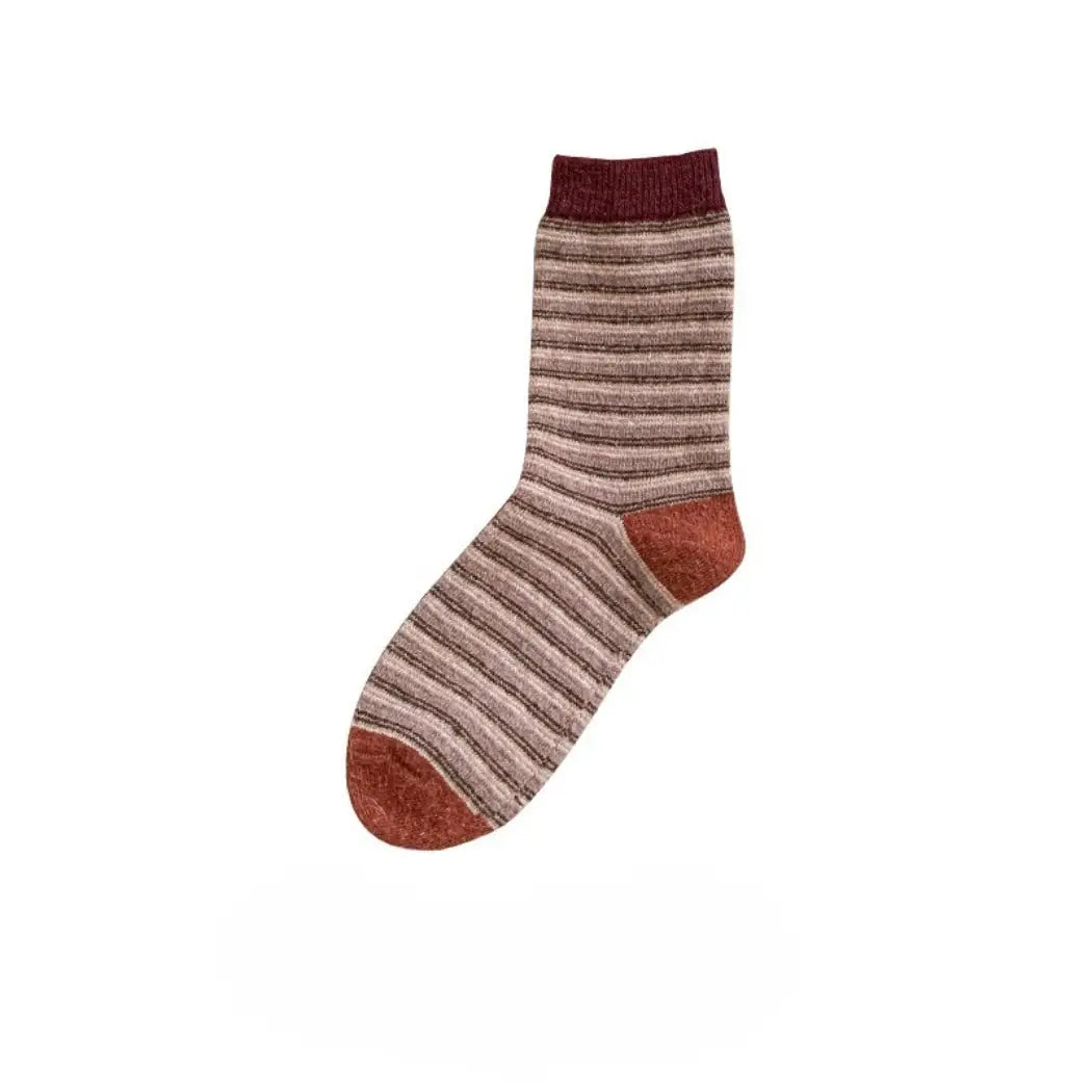 Dune Socks | Soft Striped Crew Sock, Terracotta