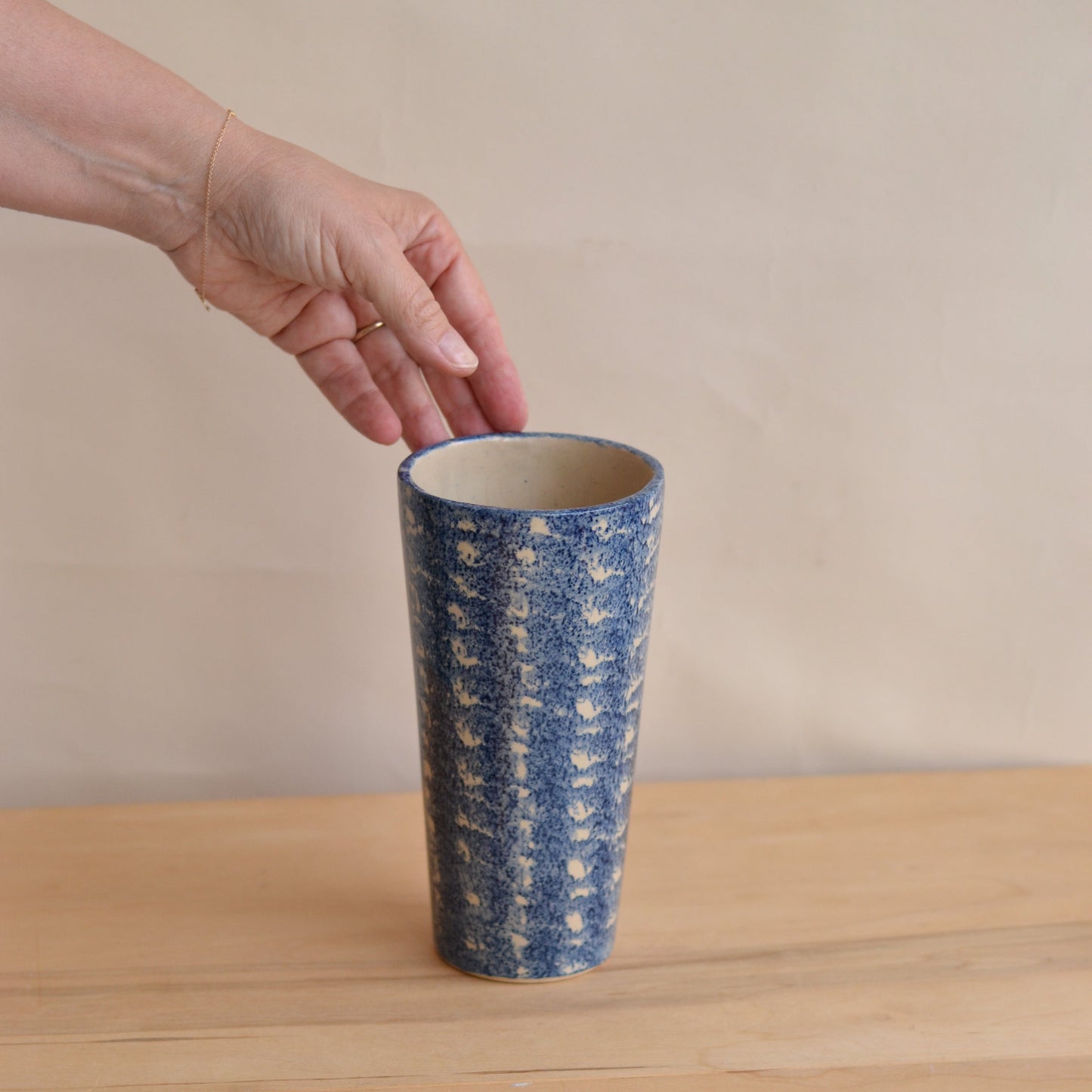 Blue Sponge Painted Vase