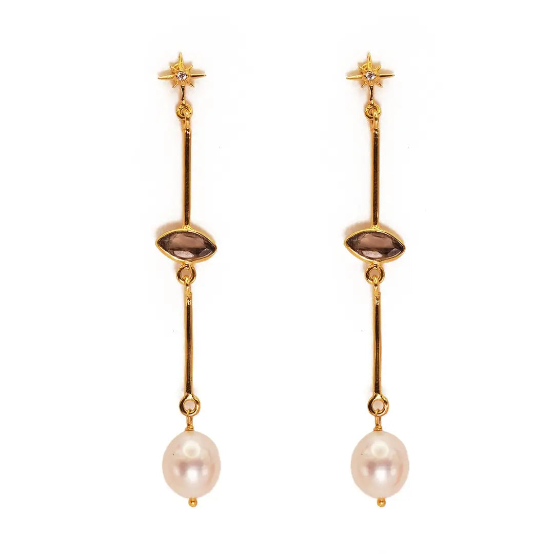 Dune Earrings | Star Stud Pearl Dangle Earrings
