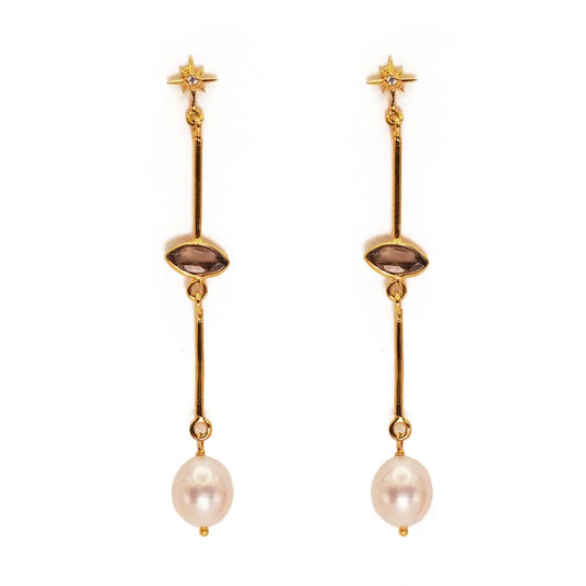 Dune Earrings | Star Stud Pearl Dangle Earrings