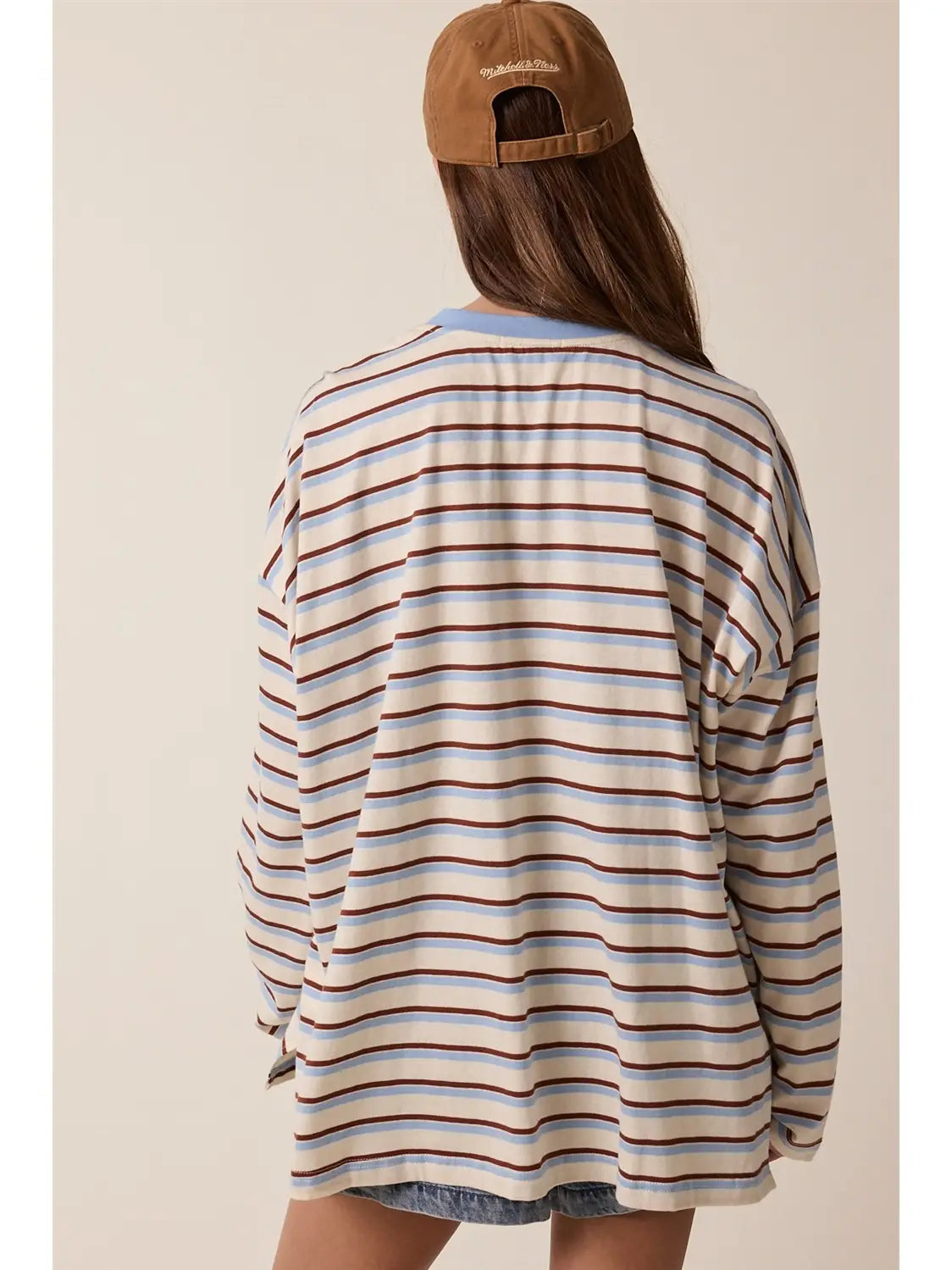 Wishlist | Oversized Striped Long Sleeve Top, Chocolate + Sky