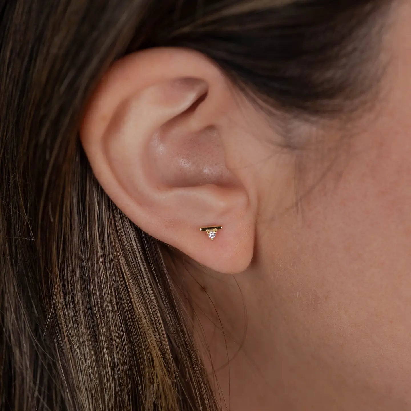 Jax Kelly | Stud Bar, White CZ, Gold Earrings