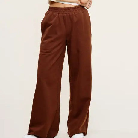 Mimosa | Wide Leg Cotton Sweatpants, Brown