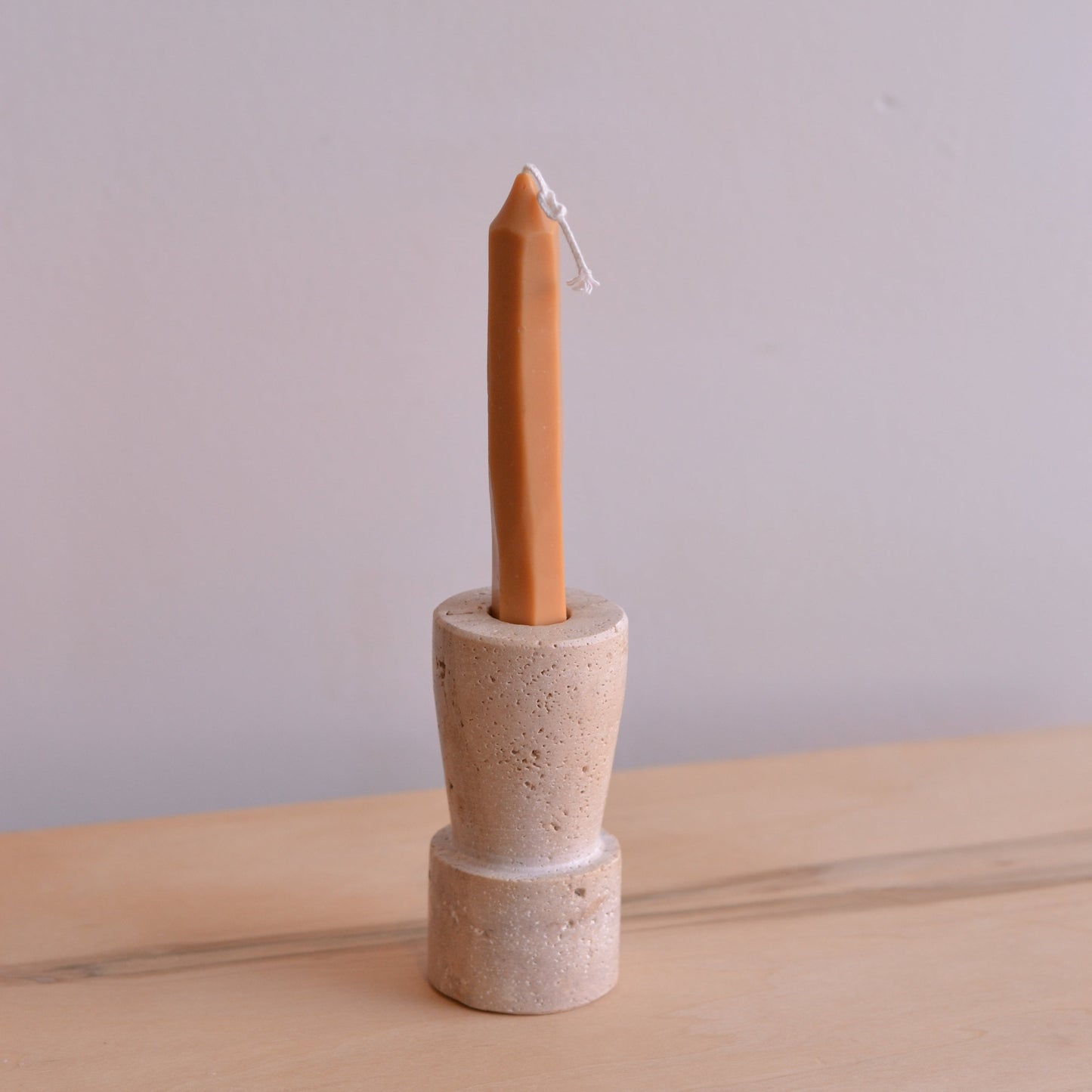Dune Candleholder | Travertine Marble Taper Candleholder