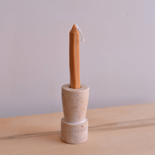 Dune Candleholder | Travertine Marble Taper Candleholder