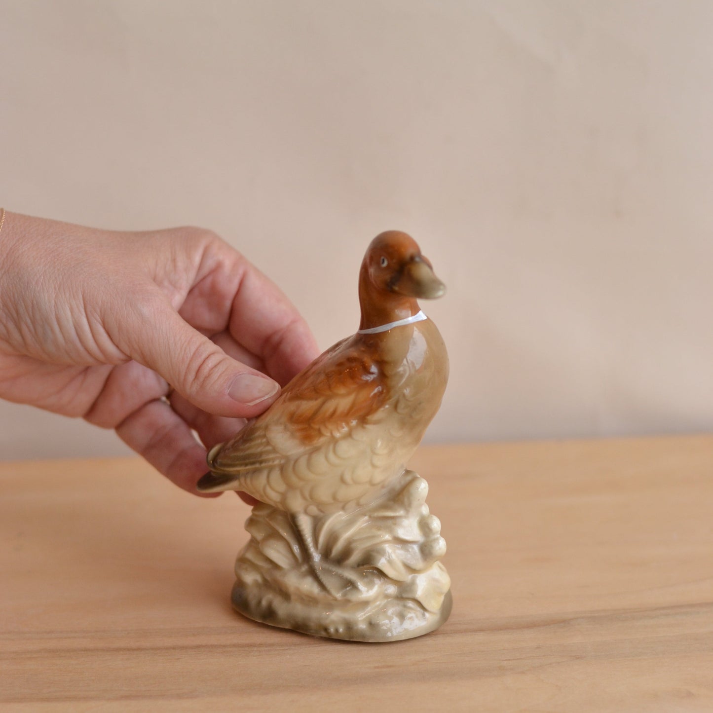Tan Duck Ceramic Figurine