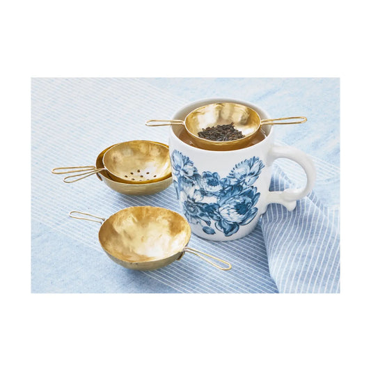 Brass Tea Strainer and Saucer Set