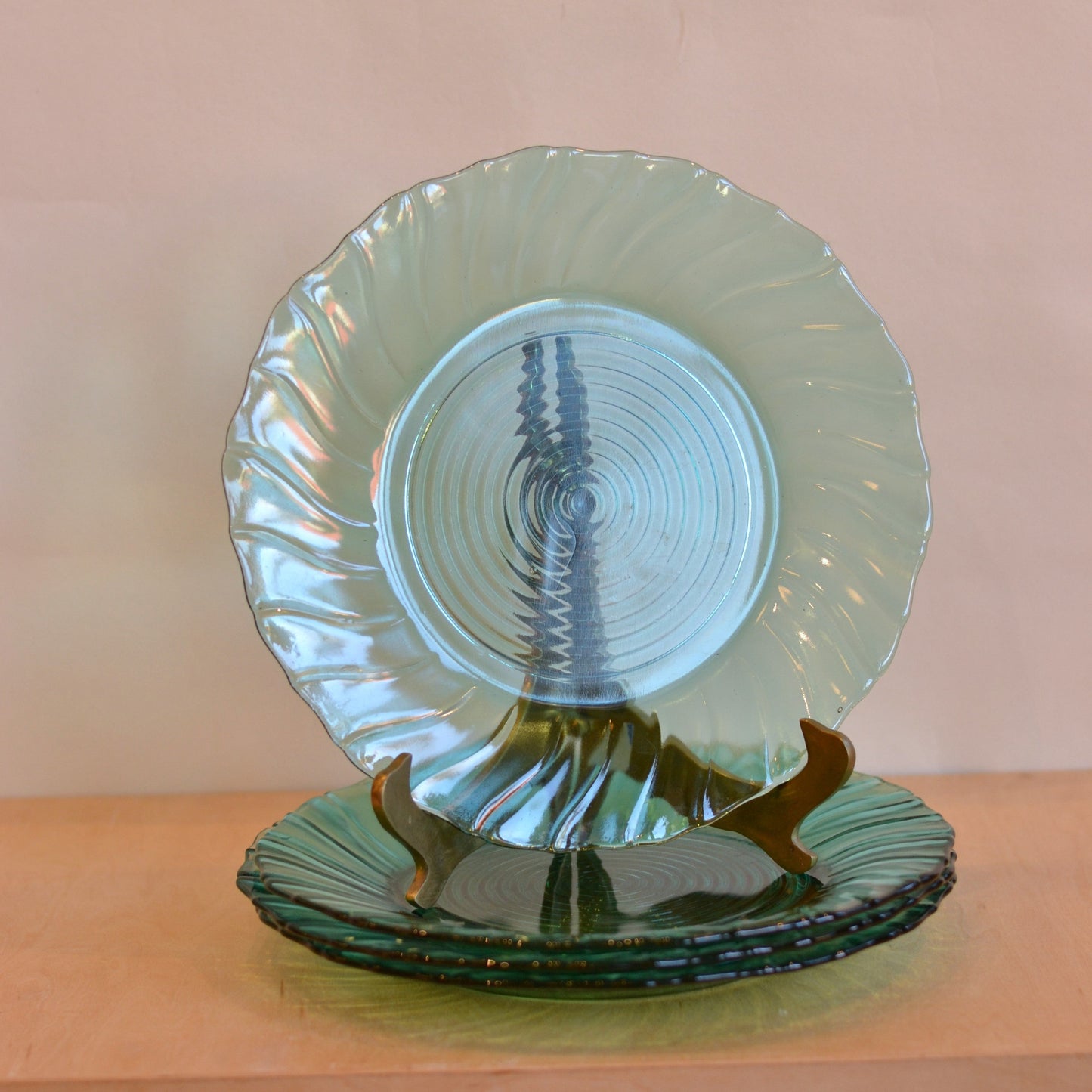 Teal Glass Dinner Plate, Set of 4