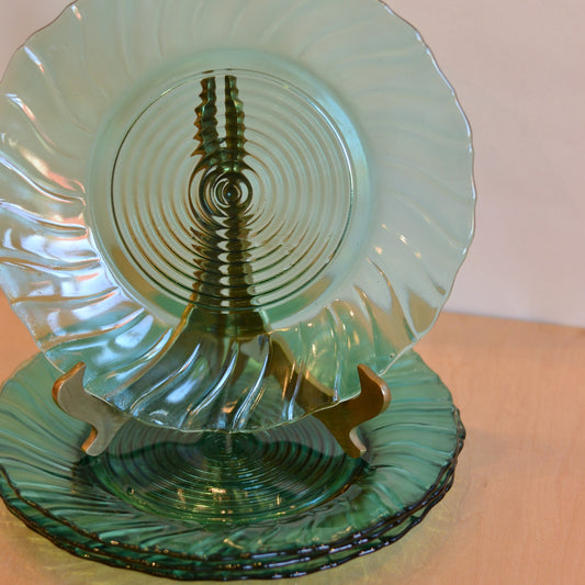 Teal Glass Dinner Plate, Set of 4