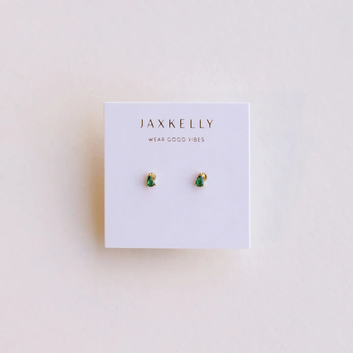 Jax Kelly | Teardrop, Emerald Cz, Gold Earrings