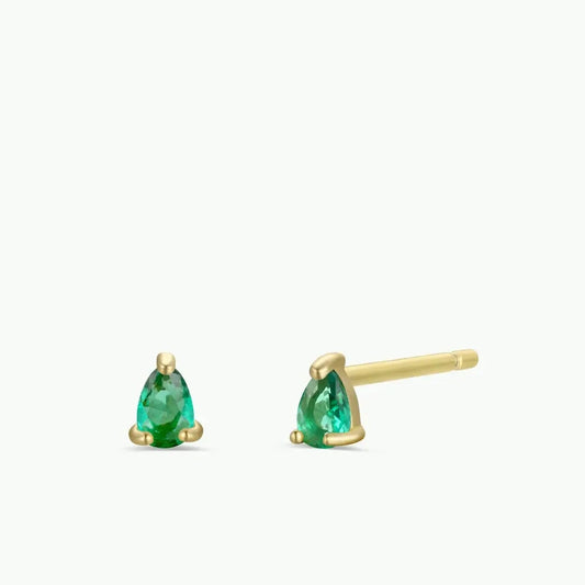 Jax Kelly | Teardrop Studs, Emerald CZ
