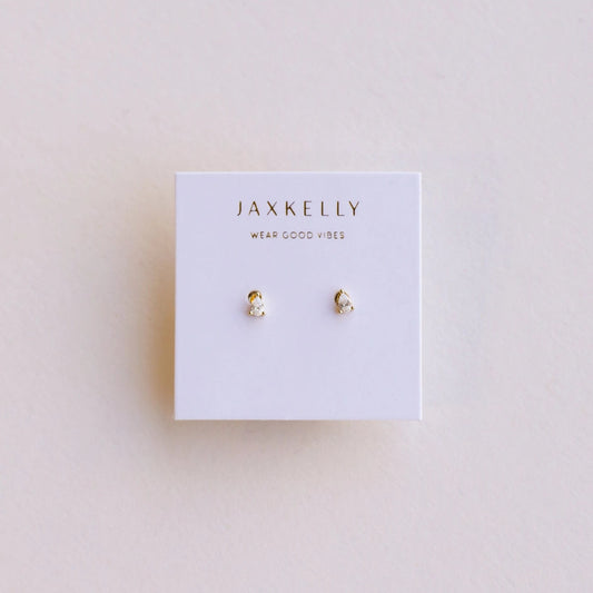 Jax Kelly | Teardrop, White Cz, Gold Earrings (Copy)