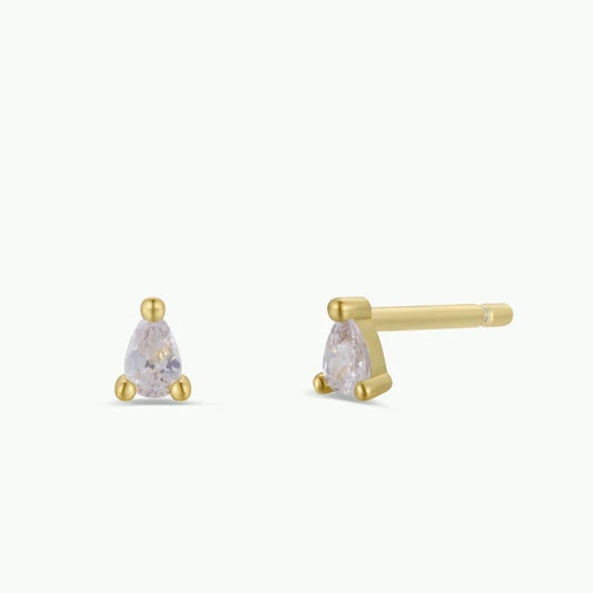 Jax Kelly | Teardrop Studs, White CZ